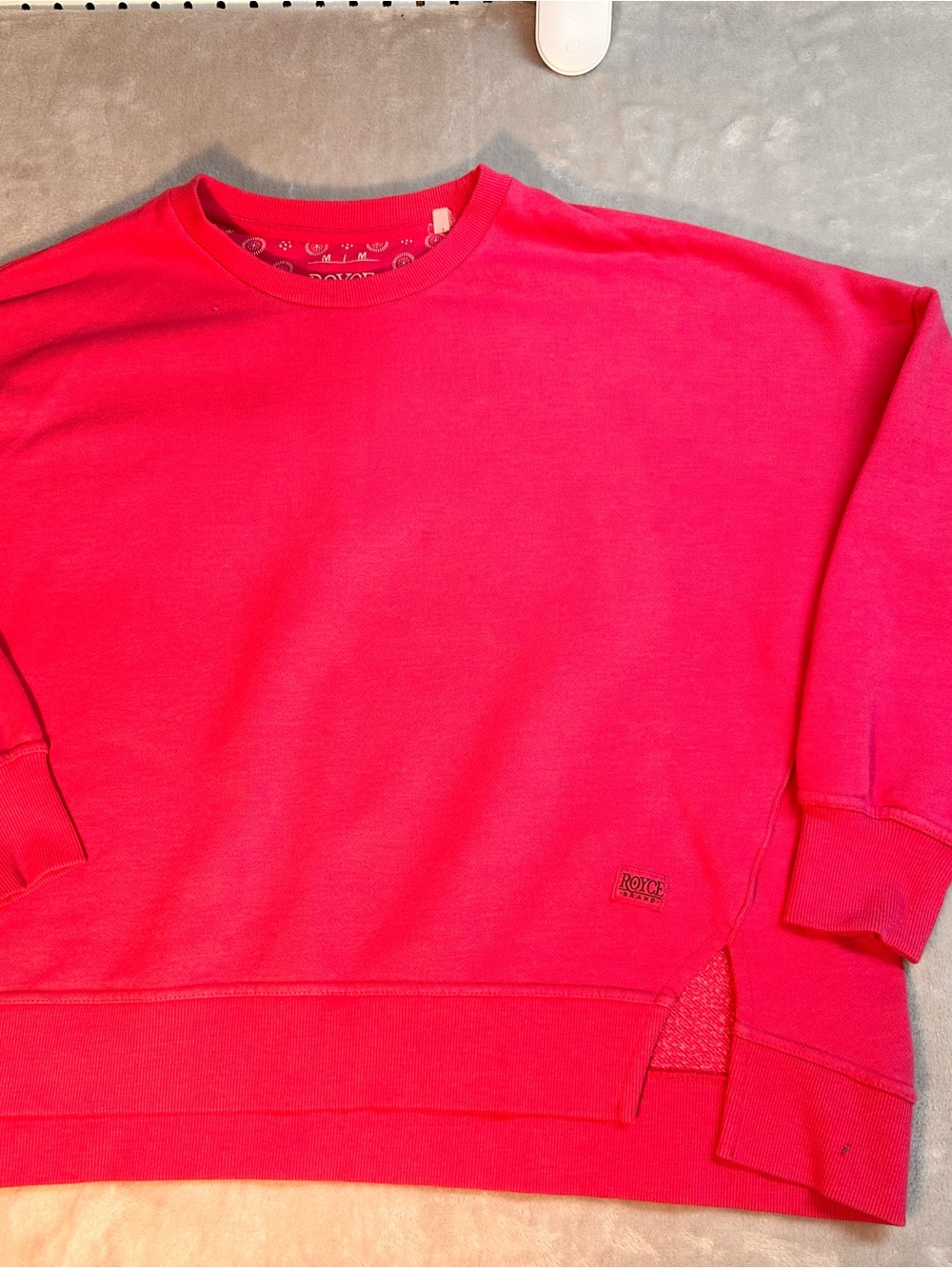 Royce Brand Neon Pink Oversized Fleece Sweatshirt Medium Side Slits